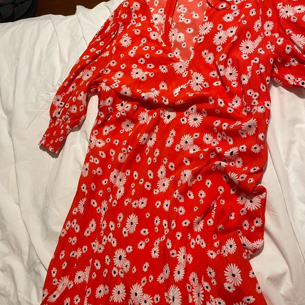 Rixo red floral mini dress 8